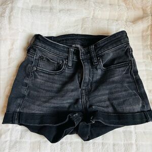 American Eagle Outfitters Black Cuffed Denim Shorts - Women's